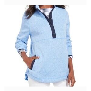 Vineyard Vines Sweater Fleece Snap-Placket Pullover In Blue Size: S